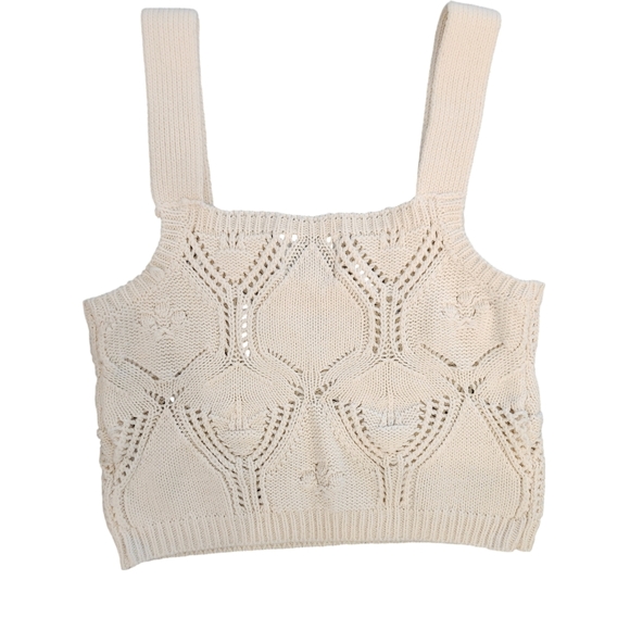 Pink Rose embroidered white crop top tank Top - Picture 3 of 5